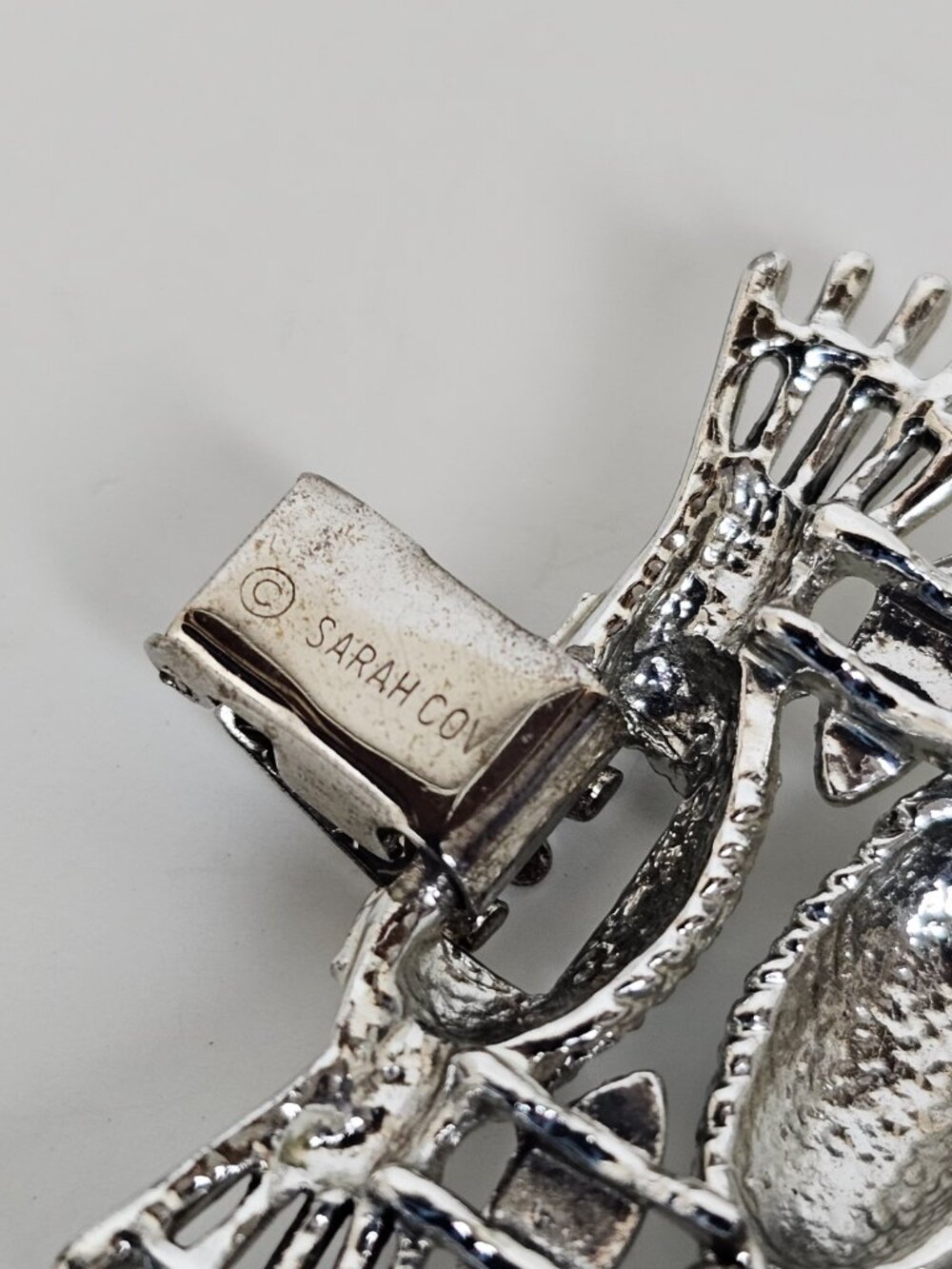 Vtg Sarah Coventry Silver Tone Bracelet Simply Elegant Pineapple Chunky Link 60s - Picture 8 of 13